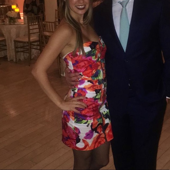 Strapless Floral Mini Dress - Picture 3 of 8